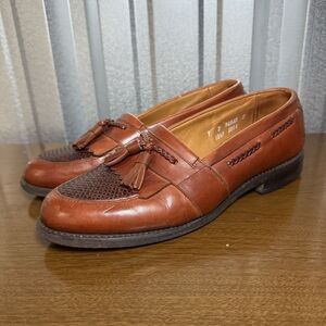Mens Allen Edmonds Cody Woven Tassel Loafers Brown Dress Shoes Size 9 D